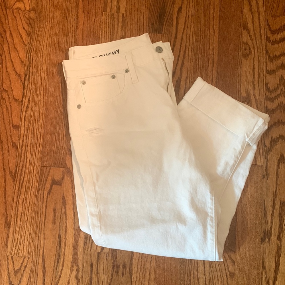 NWT J Crew Slouchy boyfriend jean in white, size 29